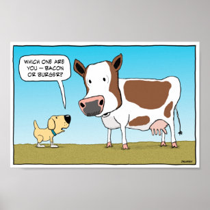 Póster Poster divertida de perros y vacas