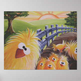 Póster Poster divertida de pollo 16x20