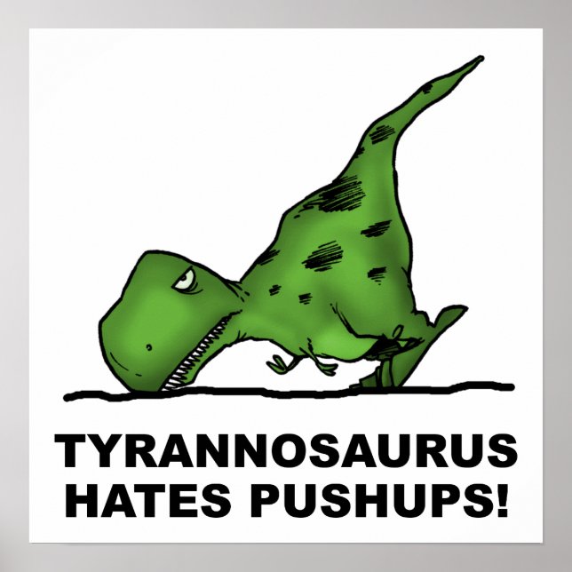 Póster Poster divertida de T-Rex Pushups (Frente)
