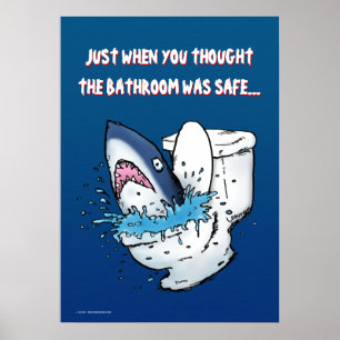 Póster Poster divertida del baño del tiburón
