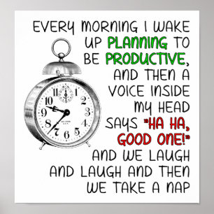 Póster Poster divertido de la Nap de la productividad
