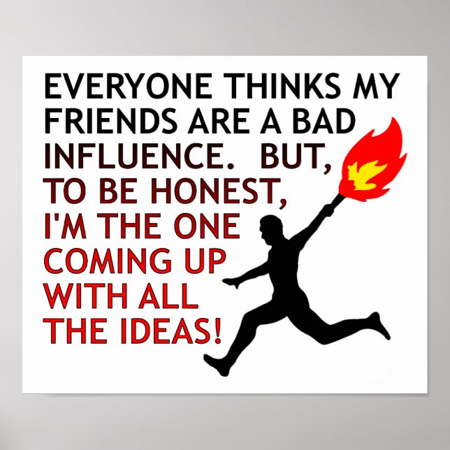 Póster Poster divertido de mala influencia (Frente)