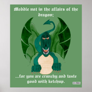 Póster Poster divertido del dragón