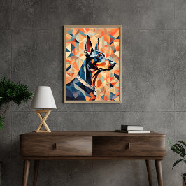 Póster Poster Doberman {BD-C1} Naranja Negro l geométrico