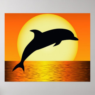 Póster Poster Dolphin Sunset