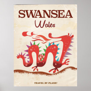 Póster Poster Dragón de Swansea Wales
