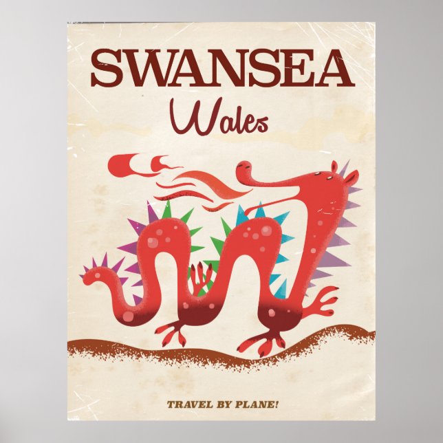 Póster Poster Dragón de Swansea Wales (Frente)