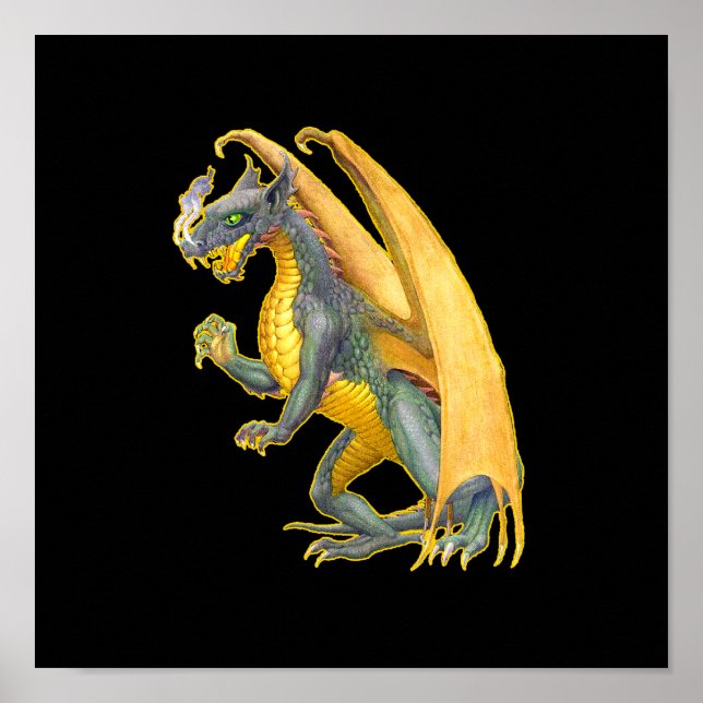 Póster Poster Dragón Respirante al Fuego (Frente)