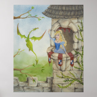 Póster Poster Dragón y Princesa