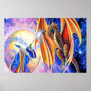 Póster Poster Dragon y Wizard