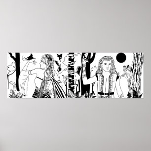 Póster Poster Dream B&W de 36" x 12" de media noche