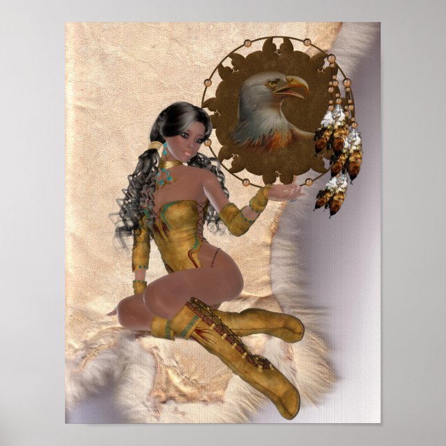 Póster Poster Eagle Mandala, princesa india norteamerican (Frente)