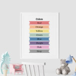 Póster Poster educativa de los niños de los Colores de Ap<br><div class="desc">Mejore el entorno de aprendizaje de su hijo con el "Poster educacional de los niños de los Colores de Aprendizaje". Este poster brillante y atractivo presenta una vibrante gama de colores, cada uno claramente etiquetado con su nombre, diseñado para cautivar y educar a las mentes jóvenes. El diseño alegre y...</div>