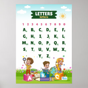 Póster Poster educativo de alfabetos y números