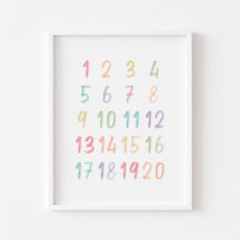 Poster educativo de números Pastel