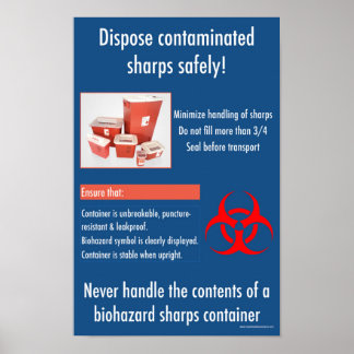 Póster Poster educativo de seguridad de Sharps