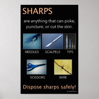 Póster Poster educativo de seguridad de Sharps