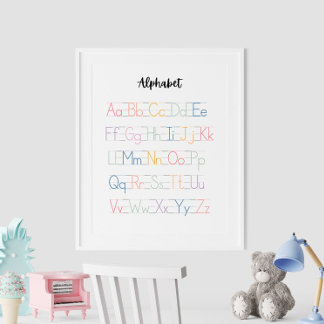 Póster Poster educativo del alfabeto escrito a mano