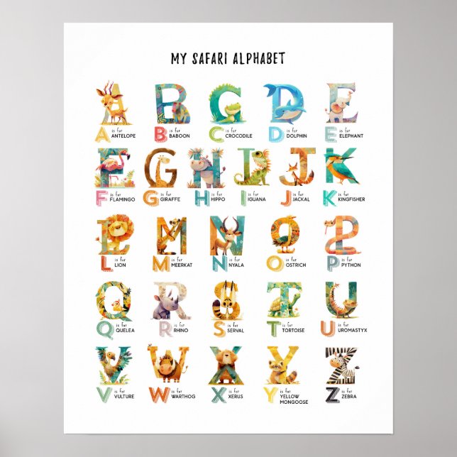 Póster Poster Educativo My Safari Animal Alphabet (Frente)