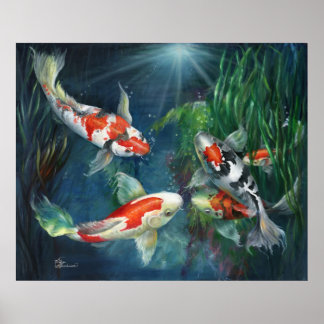 Póster Poster - El estanque de Koi
