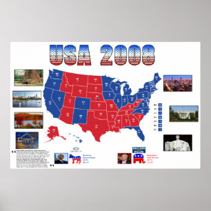 Póster POSTER electoral presidencial de USA 2008