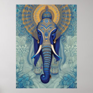 Póster Poster Elefante Azul