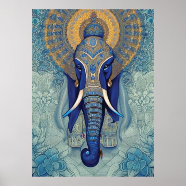 Póster Poster Elefante Azul (Frente)