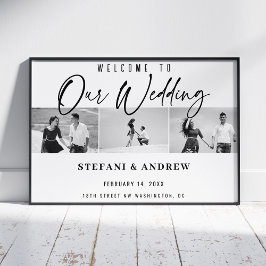 Póster Poster elegante de boda con escritura negra modern