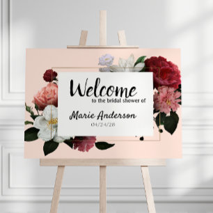 Póster Poster elegante de flores borgoñas y rosas