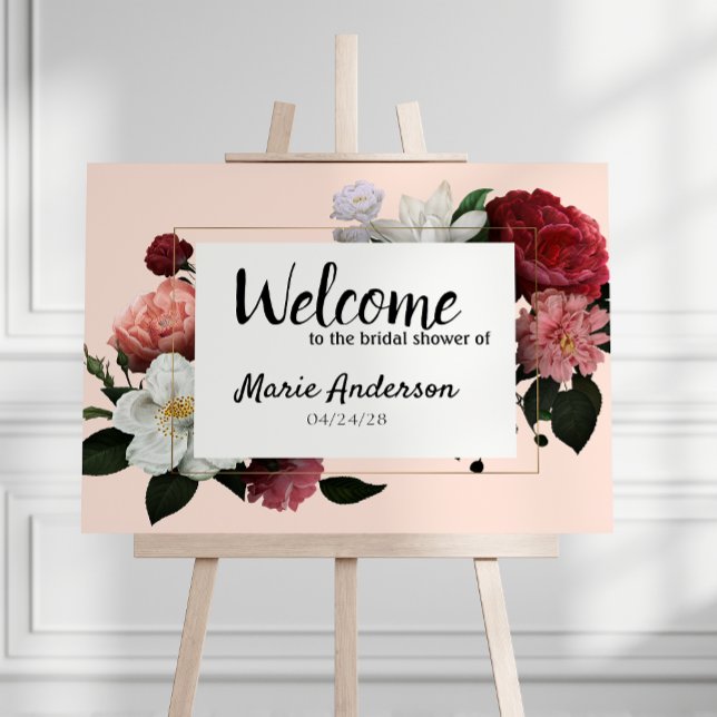 Póster Poster elegante de flores borgoñas y rosas (Subido por el creador)