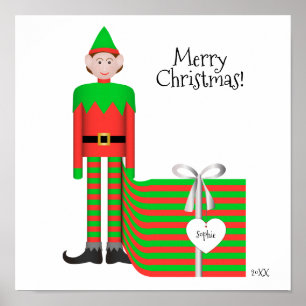 Póster Poster Elf de navidades - Paquete de regalo a raya
