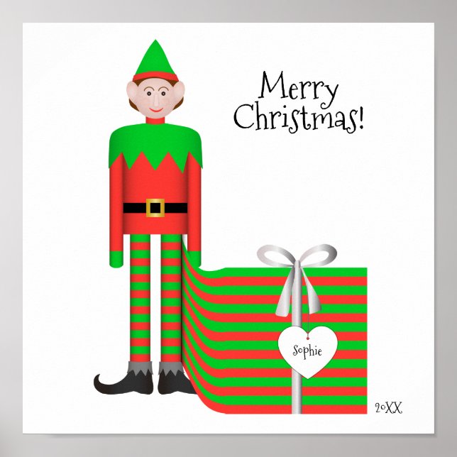 Póster Poster Elf de navidades - Paquete de regalo a raya (Frente)