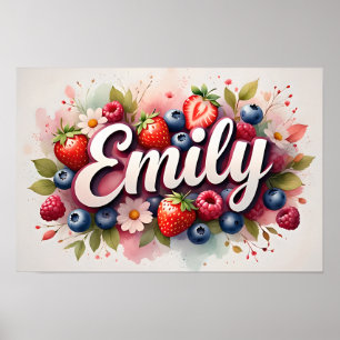 Póster Poster "Emily" del nombre de la flor de Berry pers