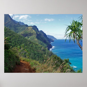 Póster Poster en el sendero de Kalalau