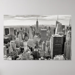 Póster Poster en línea aérea Black & White New York Manha