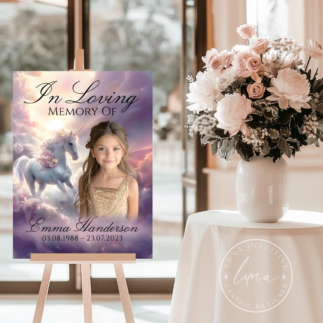 Póster Poster en memoria de Ethereal Unicorn (Main display of our custom unicorn memorial poster, perfect for honoring loved ones.)