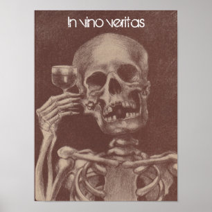 Póster Poster en veritas del vino = en el vino, esqueleto
