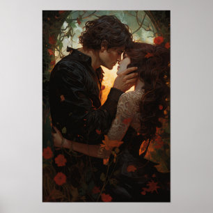 Póster Poster - Encantador príncipe y beso de amor a la p