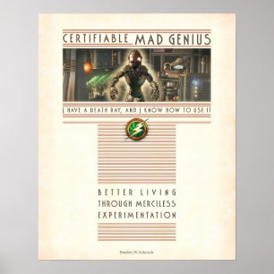 Póster Poster enojado certificable del genio (16x20")