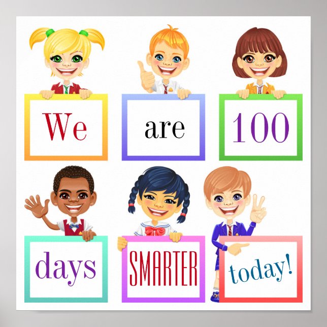 Póster poster escolar de 100 días (Frente)