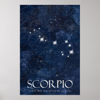 Póster Poster Escorpio con nombre, signo estrella zodiac