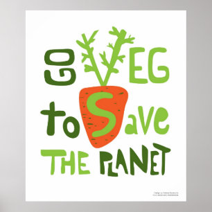 Póster Poster escrito mano del Doodle del lema del vegano