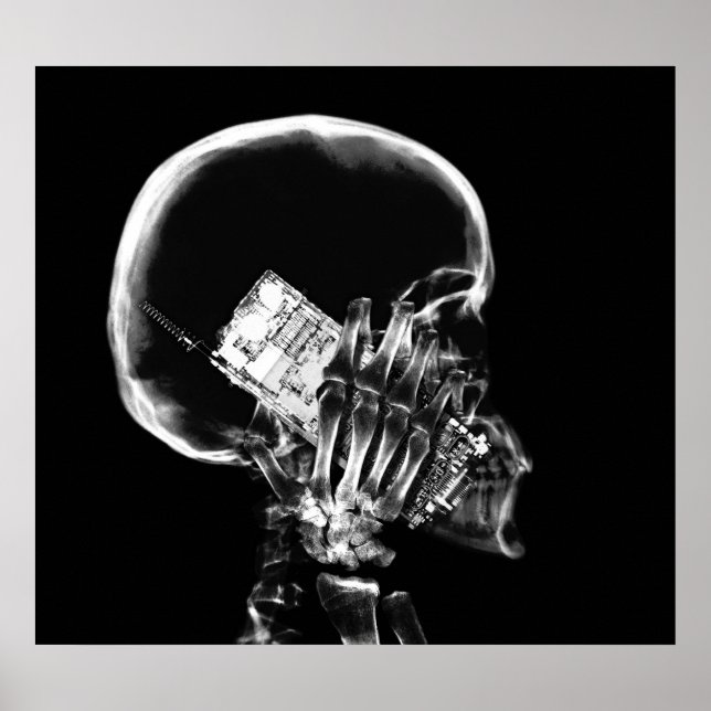 PÓSTER POSTER - ESKELETON DE RAYO X EN PHONE BLK GRAY (Frente)