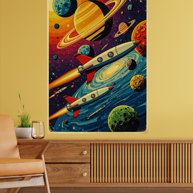 Póster Poster espacial de ciencia ficción de época - Des  (Salón 2)