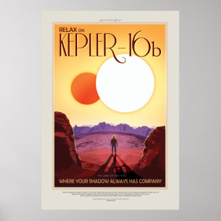 Póster Poster espacial futurista - Planet Kepler 16B