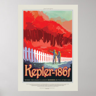 Póster Poster espacial futurista - Planeta Kepler 186f