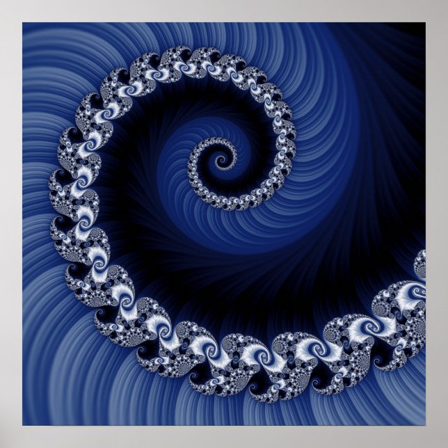 Póster Poster espiral azul fractal (Frente)