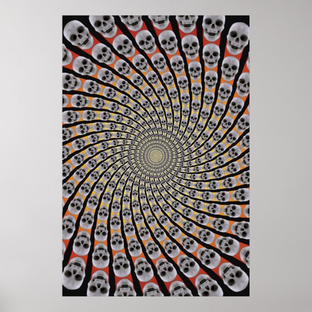 Póster Poster: Espiral de cráneo: Diseño Trippy: Amarillo (Frente)