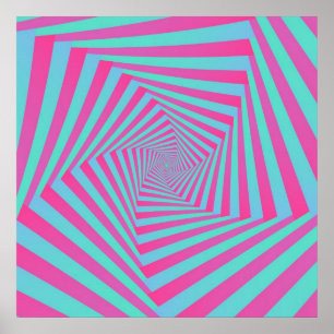 Póster Poster espiral rosa y azul del Pentágono