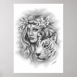 Póster Poster espiritual del Chica del tigre blanco
